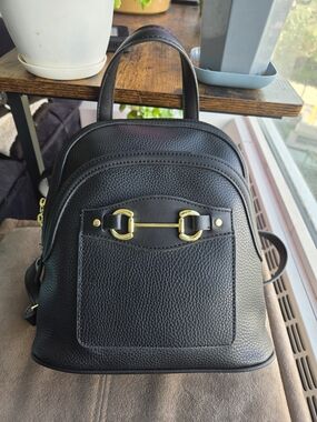 Steve Madden Black Mini Backpack with Gold Hardware